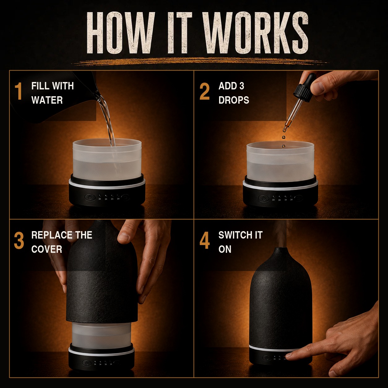How the electric diffuser works in four steps